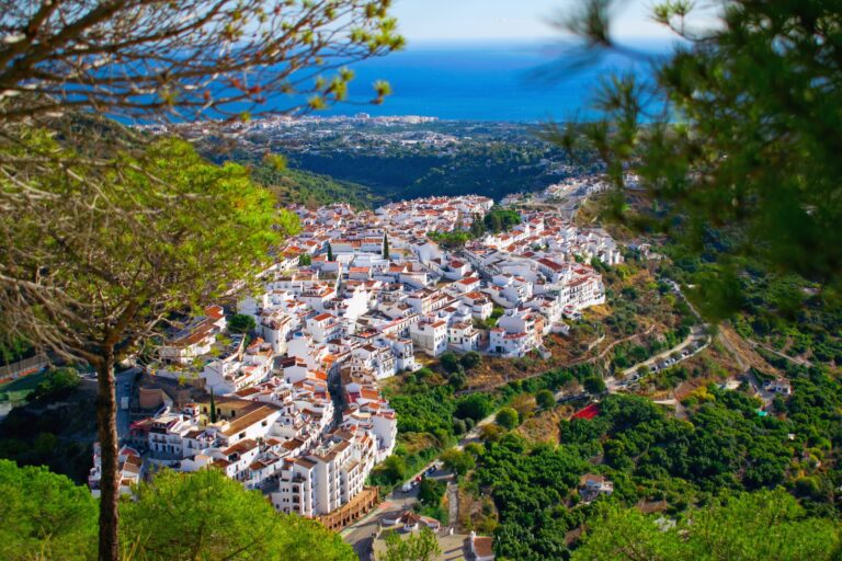 Beautiful,Arial,View,On,Famous,White,Spanish,Village,Frigiliana,,Andalusia,