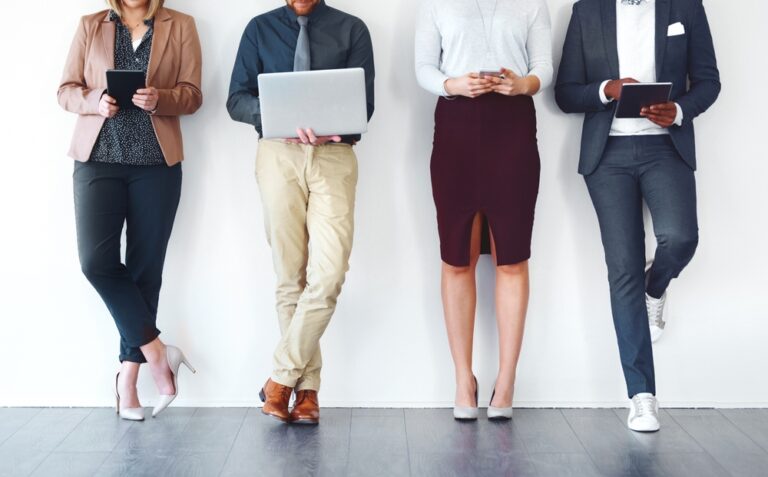 Networking,,Communication,And,Technology,With,Business,People,In,Studio,For