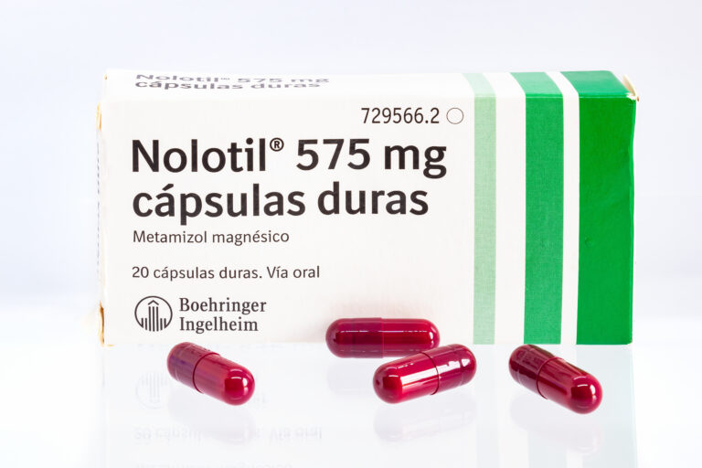 Huelva,,Spain-october,9,2020:,Spanish,Box,Of,Metamizole,Brand,Nolotil,From