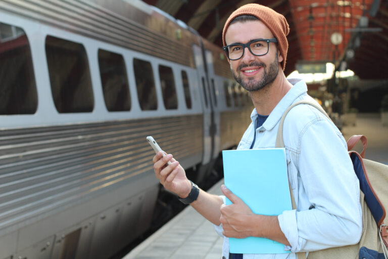 Joyful,Public,Transportation,Passenger,With,Copy,Space