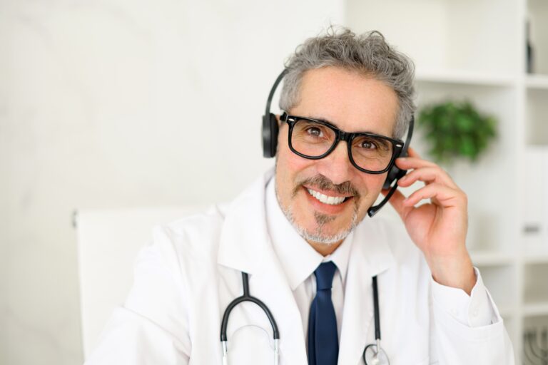 The,Doctor,Is,Shown,In,A,Telehealth,Setting,,Cheerfully,Engaging