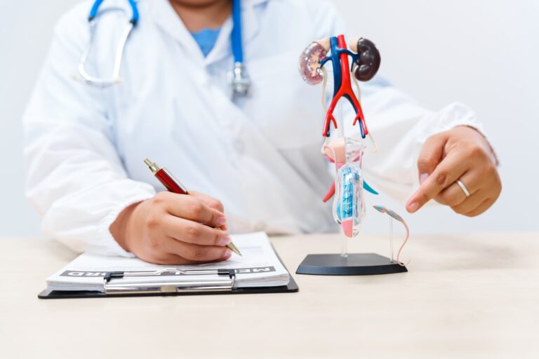 A,Doctor,With,Suspected,Prostate,Cancer,Using,A,Male,Reproductive