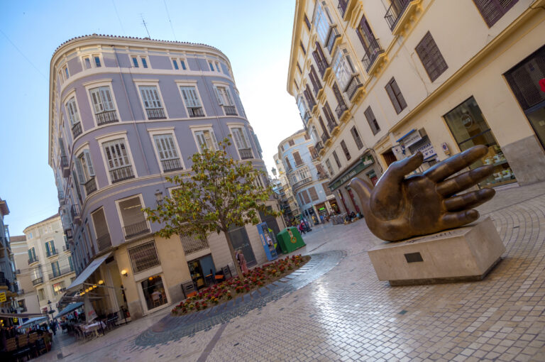 Malaga,-,June,12:,City,Street,View,With,Cafeteria,Terraces