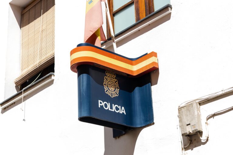 Badajoz,,Spain,,September,10,,2021:,National,Police,Sign,(policia),At