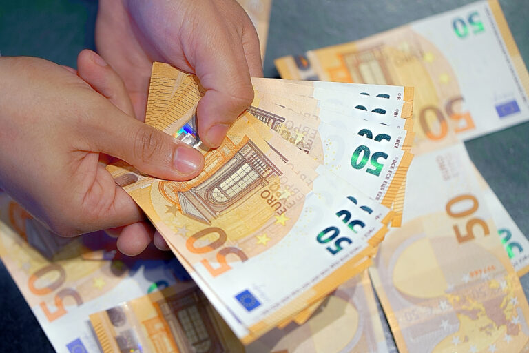 Human,Hands,That,Consider,50-euro,Bills.,In,The,Hands,Of