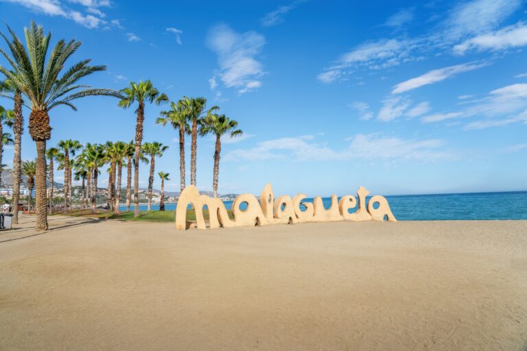 Malaga,,Spain,-,May,20,,2019:,La,Malagueta,Beach,Sign