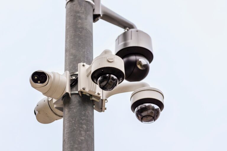 Cctv,Cameras,In,Public,Place.,Surveillance,Video,Camera,On,Pole