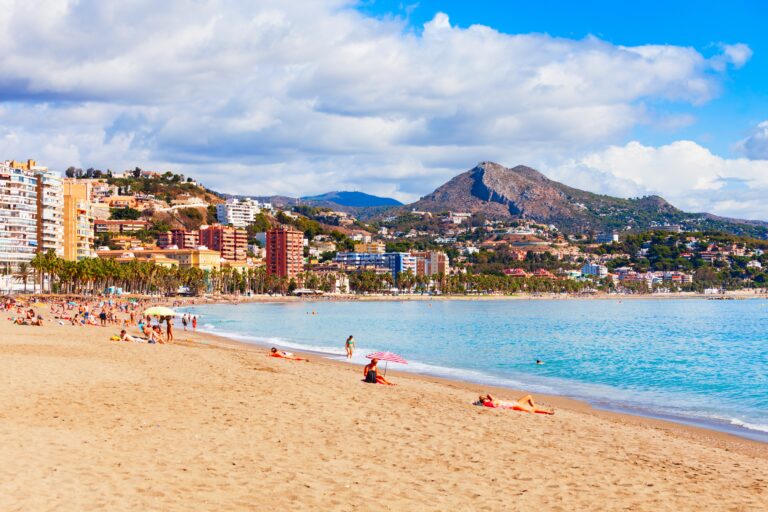 Malaga,,Spain,-,October,23,,2021:,Main,City,Beach,In