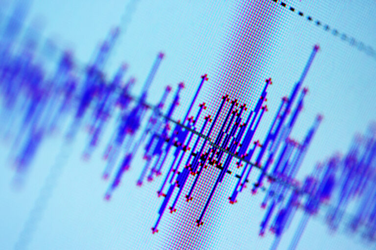 Audio,,Seismic,Or,Stock,Market,Wave,Diagram.,Macro,Closeup,,Shallow