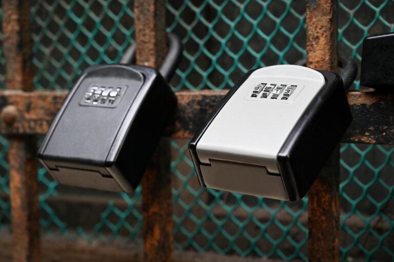 Close-up,Of,Key,Boxes,Attached,To,A,Rack