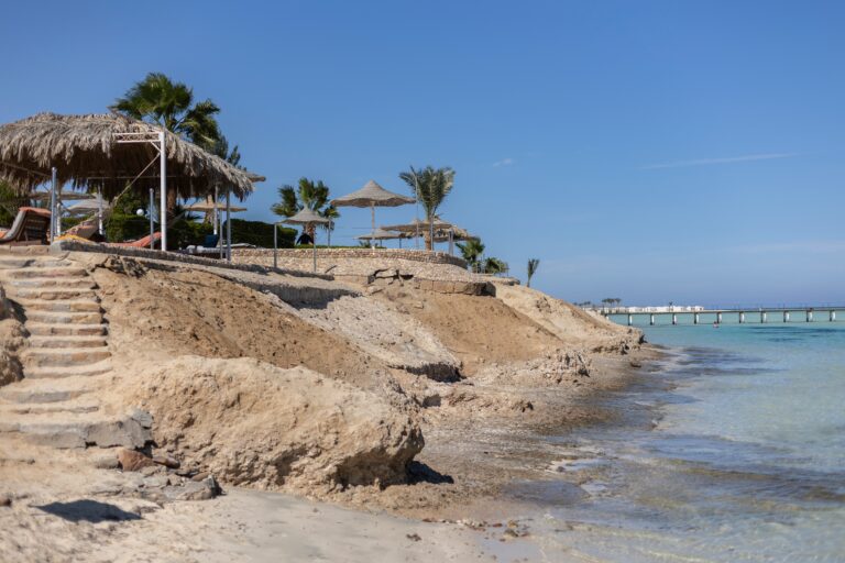 Sandy,Beach,Slowly,Disappearing,Due,To,Coastal,Erosion,,Endangering,A