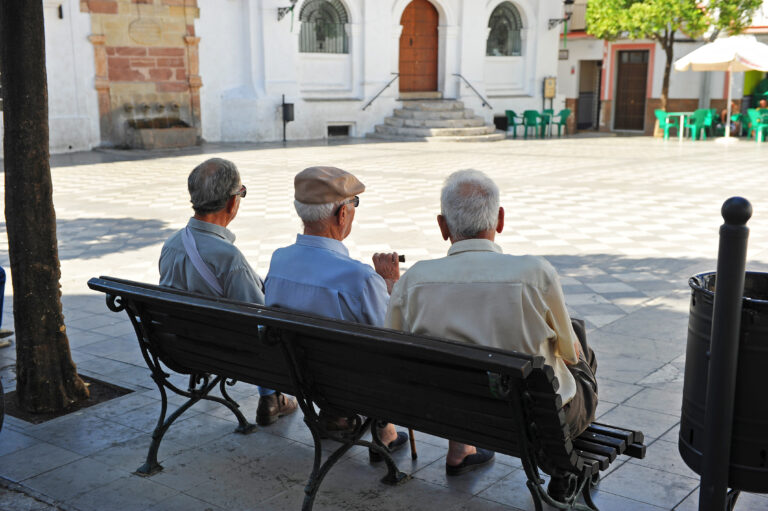 Ubrique,,Spain,-,Aug,31,,2013:,Three,Old,Men,Sitting
