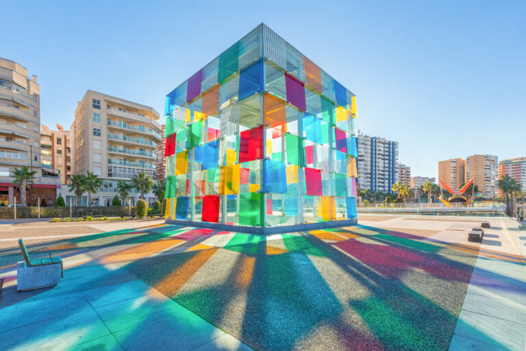 Malaga,,Spain,-,December,15,2016:,Colorful,Glass,Cube,Which