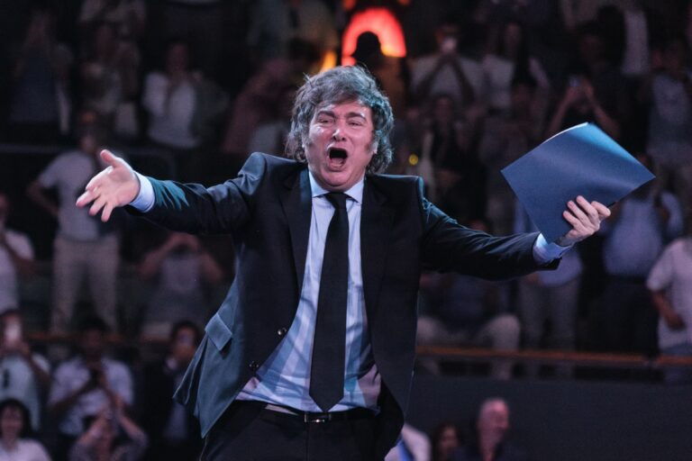 The,President,Of,Argentina,Javier,Milei,During,The,Conference,At