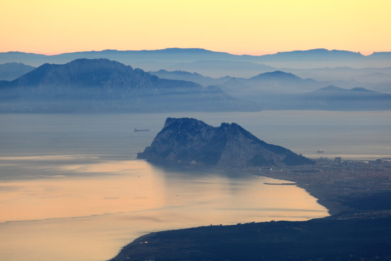 The,Rock,Of,Gibraltar,And,African,Coast,At,Sunset