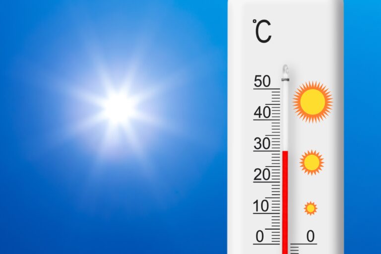 Celsius,Scale,Thermometer,Shows,Plus,30,Degrees,.,Yellow,Sun