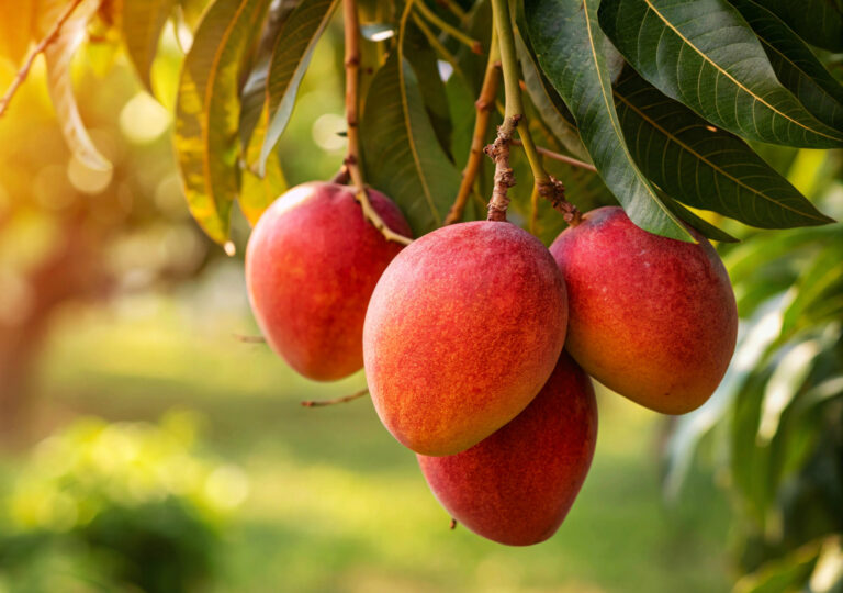 Mangoes,Hanging,From,A,Tree,In,Natural,Sunny,Day,Time