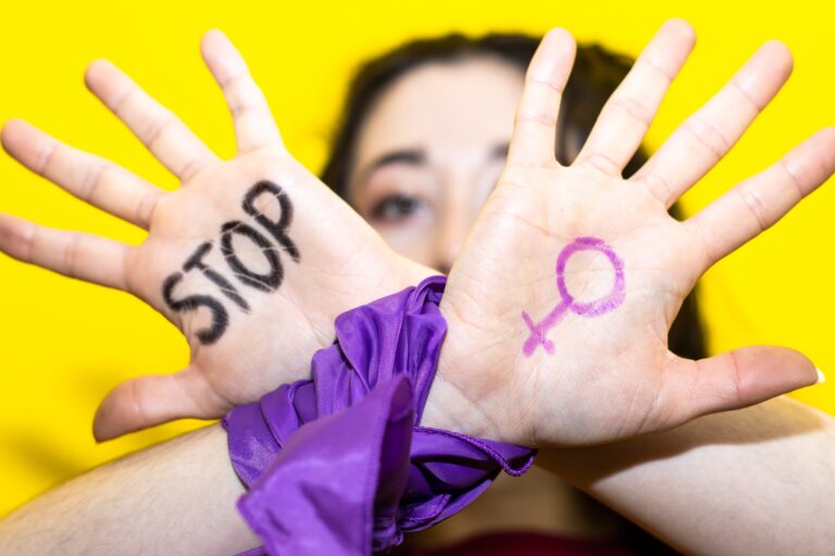 A,Woman's,Palms,With,"stop",And,The,Female,Symbol,,Advocating