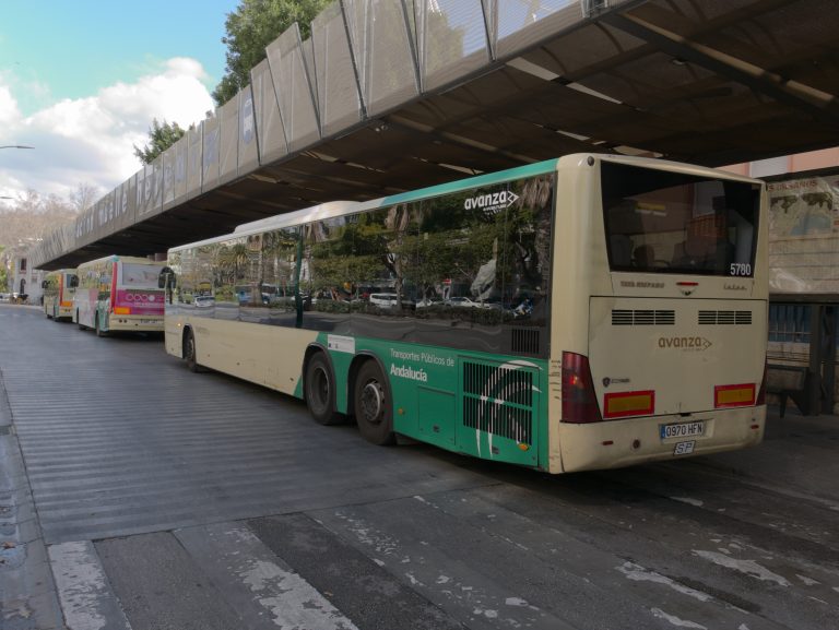 Malaga/spain,-,02-22-2019,:,Bus,Station,With,A,Rear,View