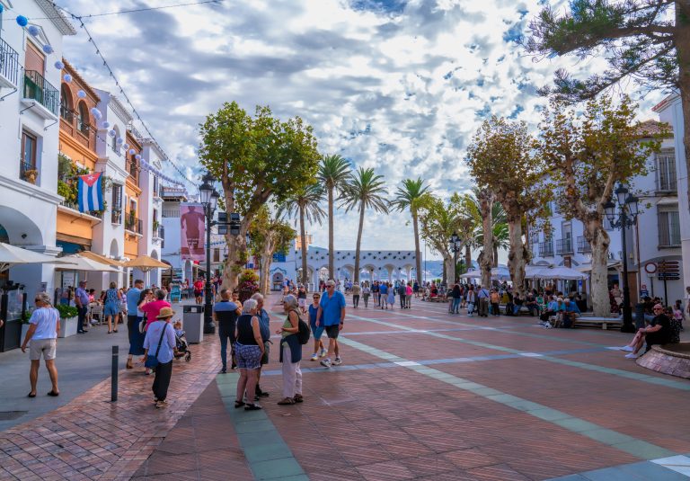 Nerja,,Spain-october,12th,2024:,Nerja,Main,Square,By,The,Church