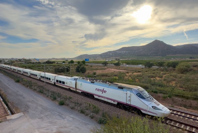 High-speed,Ave,Train,In,Motion,On,Valencia,High-speed,Railway.,Spanish