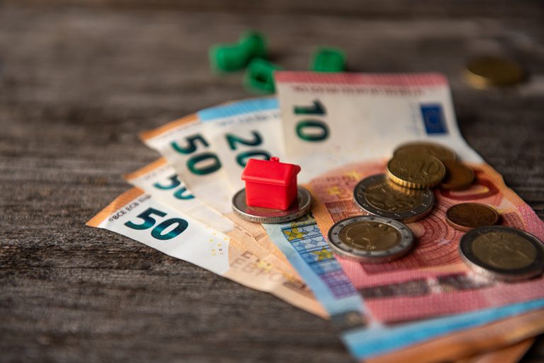 Housing,Loan.,House,On,Top,Of,The,Money.,Euro,Paper