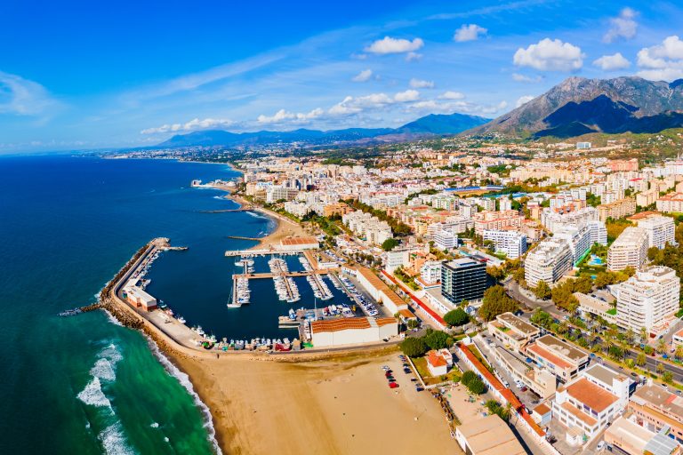 Marbella,Marina,Aerial,Panoramic,View.,Marbella,Is,A,City,In